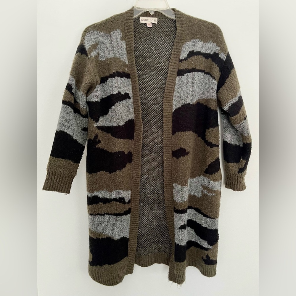 Knox Rose Camouflage Open-Front Cardigan